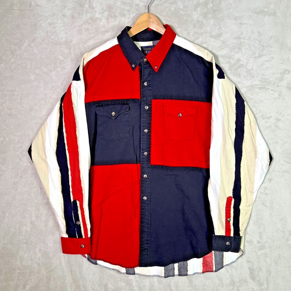 Vintage Panhandle Slim Western Color Block‎ Shirt Mens XXL Ranch Cowboy USA